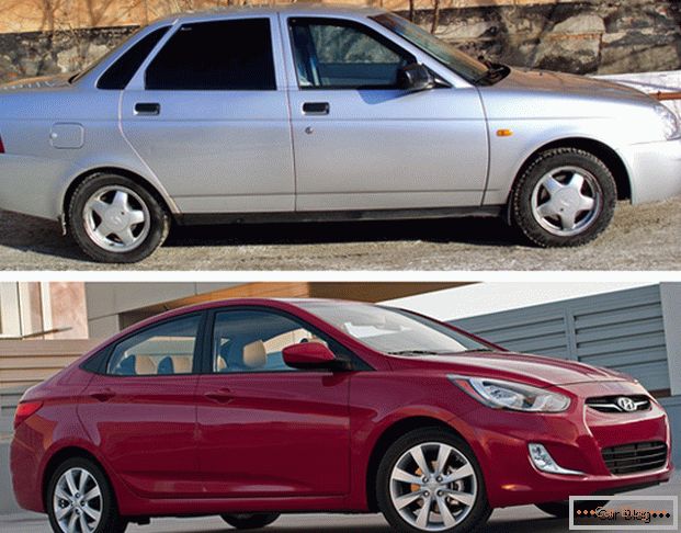 Автомобілі Лада Пріора і Hyundai Accent через низку факторів стали конкурентами на російському ринку