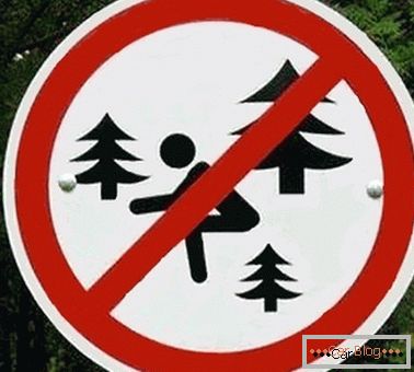 Знак, що забороняє ходити в туалет в лісі