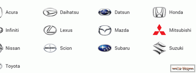 де знайти все марки японських машин і їх значки з назвами і фото